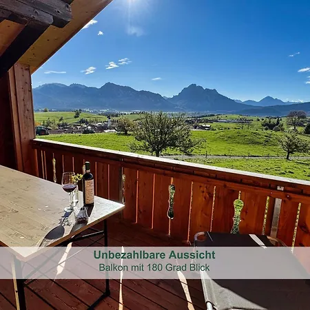 Chalet - Ferienwohnungen - Biohof Stoeger - Panoramasuedbalkon - Grandiose Aussicht Auf See, Berge Und Schloss Neuschwanstein Rieden am Forggensee Zewnętrze zdjęcie